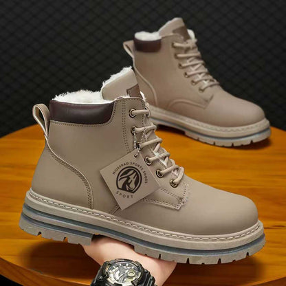 Men's Martin boots fall 2025 new fleece thickened outdoor cargo shoes British style retro rhubarb boots men's shoes