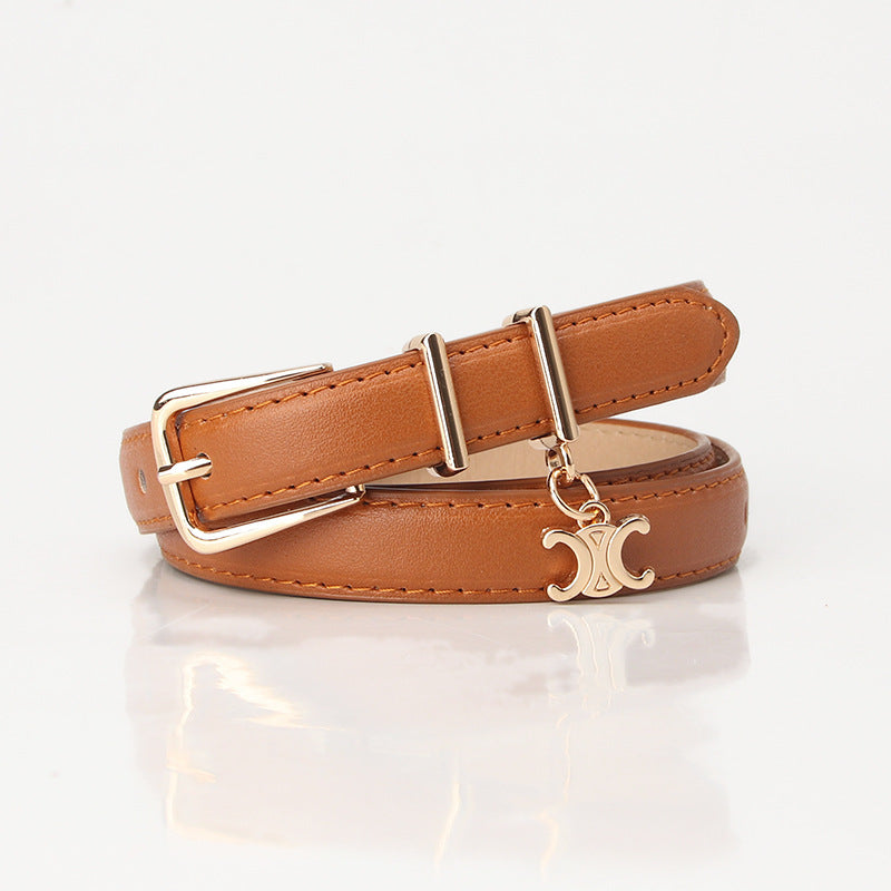 New Light Luxury Pendant Double C Women's Belt Embellished Jeans Trouser Belt Summer Versatile Alloy Buckle Belt