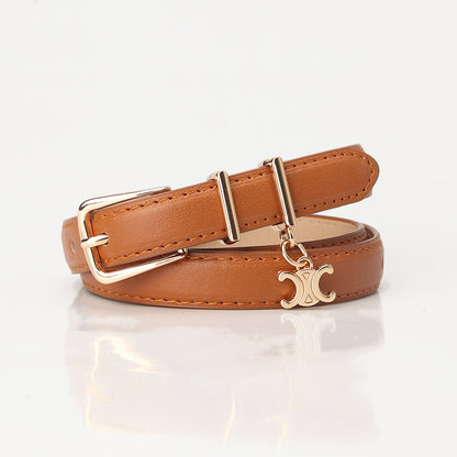 New Light Luxury Pendant Double C Women's Belt Embellished Jeans Trouser Belt Summer Versatile Alloy Buckle Belt