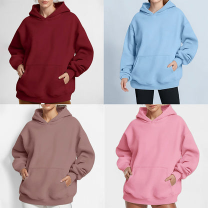 Jacket European and American style women's clothing new fashion solid color loose casual temperament long sleeve hooded spring sweatshirt women's 661