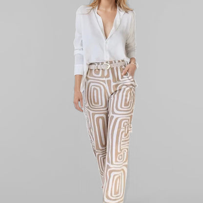 2026 Cross-border Amazon New European and American Commuter Shirt Loose Pants Fashion Casual Women's Spring Women's Suit