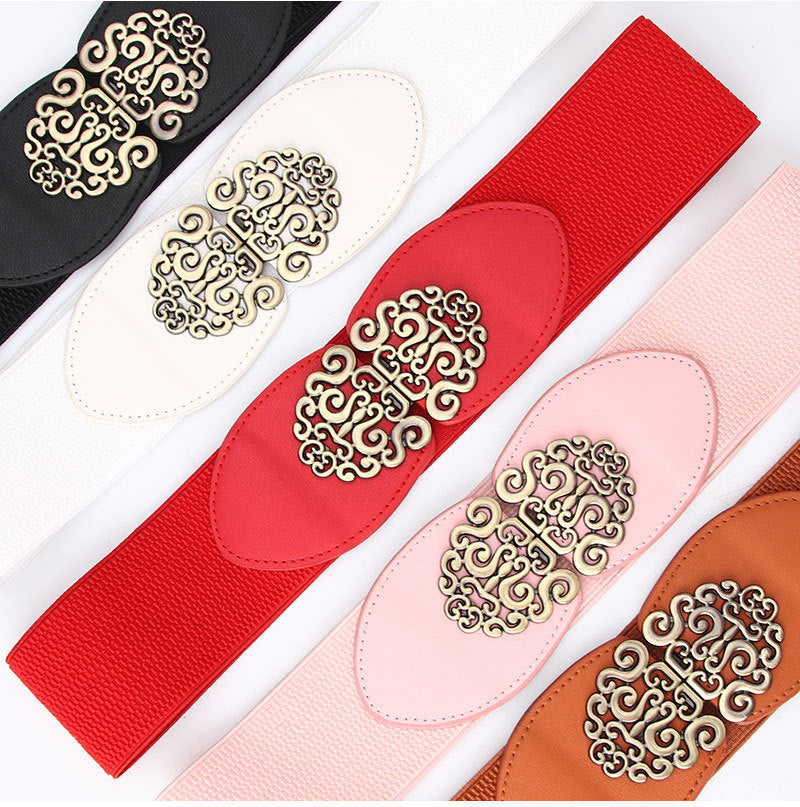 Wide belt women's elastic decoration with dress simple and versatile fashion waist closure women's belt manufacturer wholesale