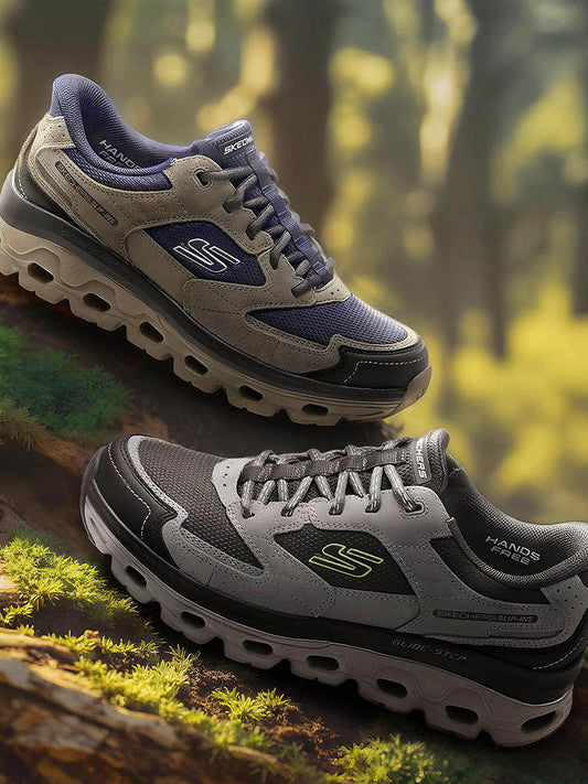 Skechers flash shoes, men's outdoor shoes, platform soles, abrasion resistant casual sneakers, cushioned hiking shoes 237814 NVBR