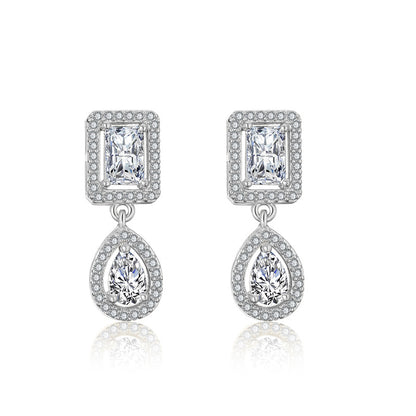 RAKOL European and American classic vintage light luxury geometric square earrings for women, exquisite and exquisite micro-inlaid waterdrop zircon earrings