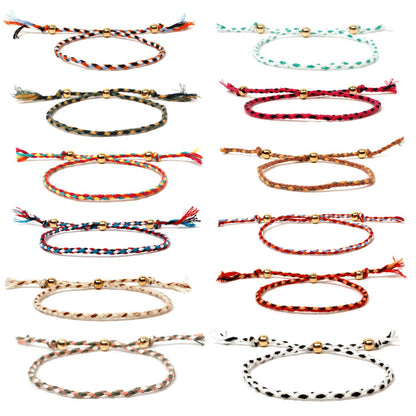 Custom cross-border jewelry Amazon hot sale new gold bead bracelet women's fashion hand-woven colored thread hand jewelry
