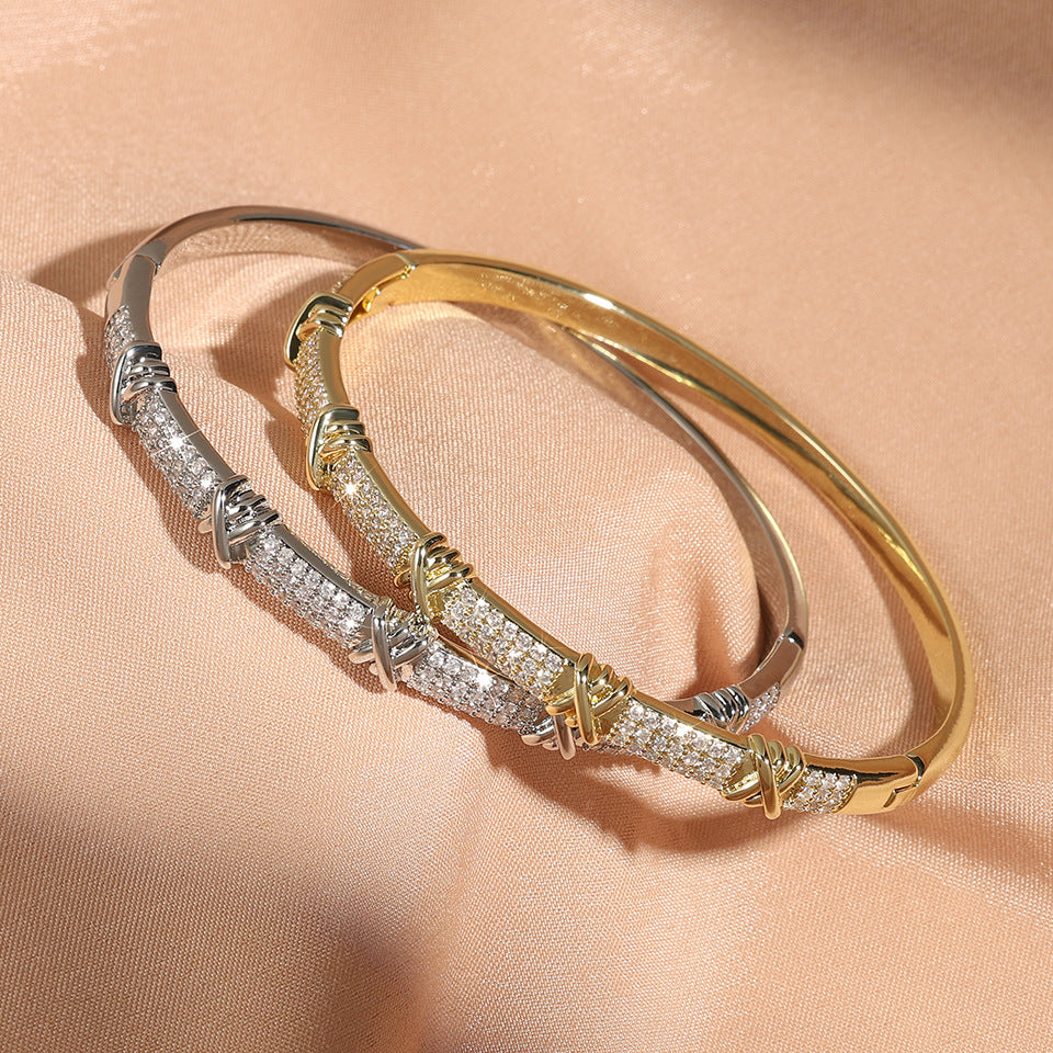 Cross-border AliExpress European and American fashion micro-inlaid hazelite bracelets for women, niche accessories and bracelets for summer women, high-end wholesale