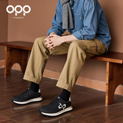 OPP Daddy Shoes Men's Spring 2026 New Non-Slip and Wear-Resistant Leather Casual Sneakers Fashionable and Versatile Board Shoes