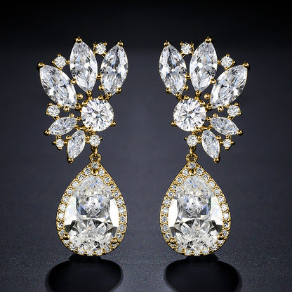 New women's earrings, diamond-studded lupine teardrop-shaped tassel earrings, Baroque court style, multicolor versatile earrings