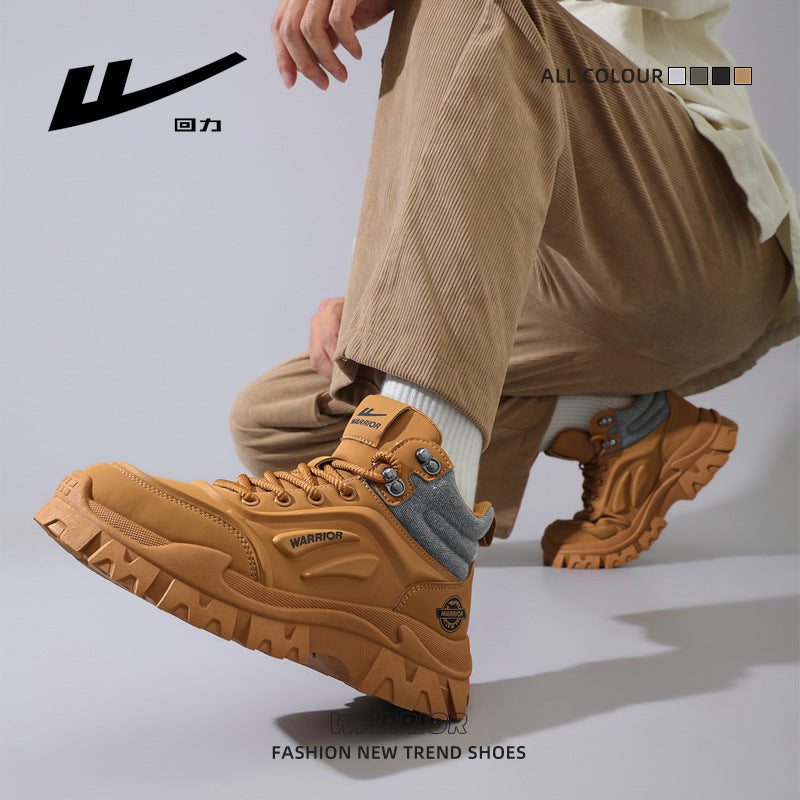 Pull-back high-top platform shoes, workwear, sports leisure, high-end rhubarb boots, outdoor tourism, British style autumn men's shoes