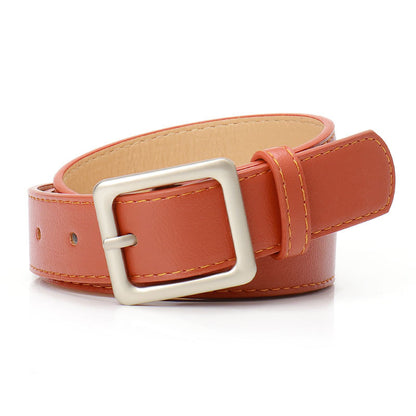 New Simple Retro Square Buckle Women's Belt Korean Chic Premium Casual Style Decorative Jeans Belt Women