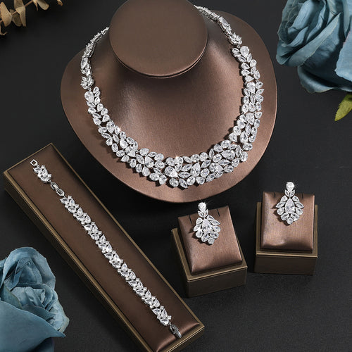 RAKOL explosive set fashionable and brilliant full of diamonds zircon water drop necklace earrings bridal wedding accessories for women