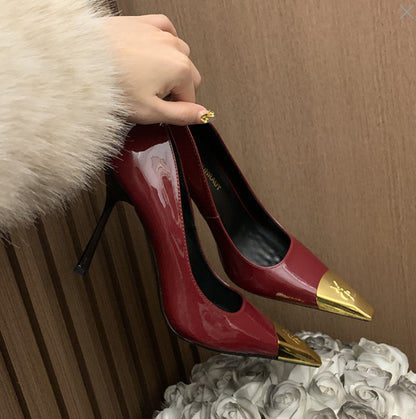 WO Huizhou 2026 new Baotou back air sandals matte and patent leather light luxury European and American temperament royal sister iron head