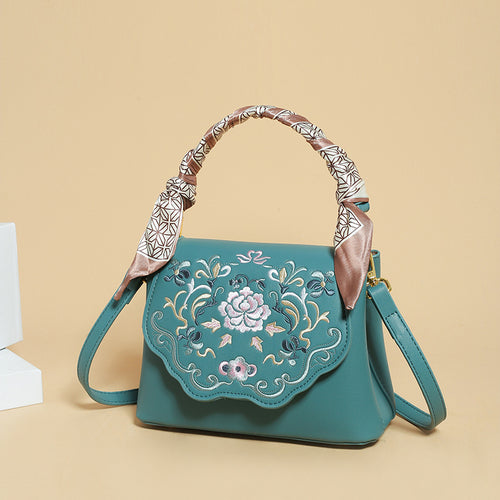 Internacional Bolsa transversal feminina Novo modelo 2026 fashion médio estilo oriental bordado artístico Bolsa transversal elegante Bolsa de ombro feminina