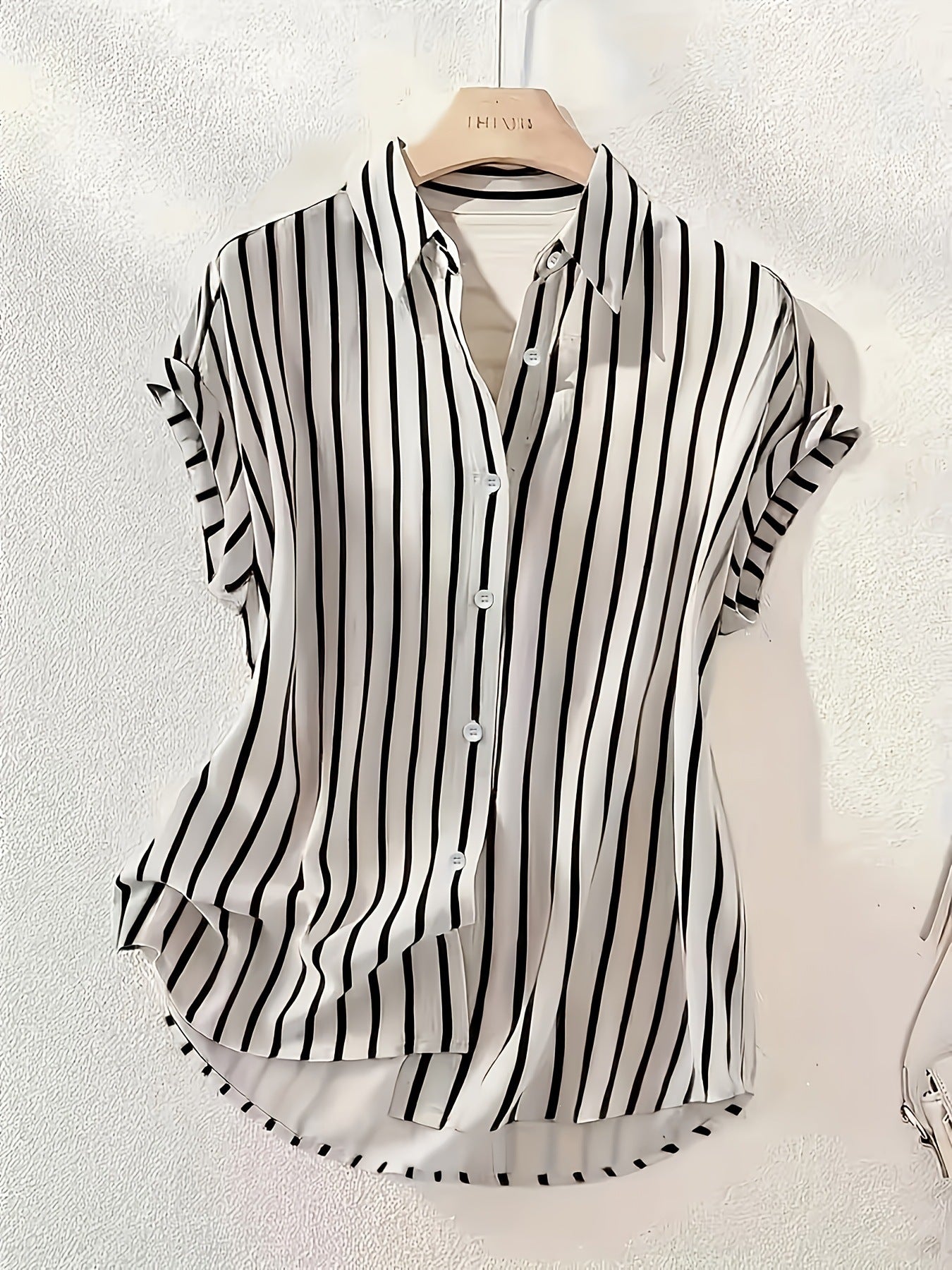 2026 EBAY Amazon WSIH Hot Summer New Drop Sleeve Buttoned Striped Women's Shirt