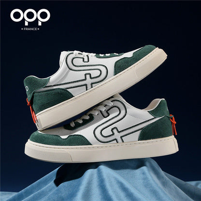 OPP men's shoes spring 2026 new niche trendy brand light luxury versatile leather low-top lightweight casual sneakerboard shoes