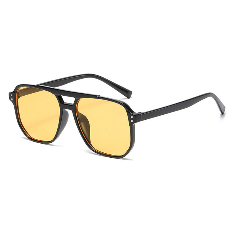 New cross-border double beam aviator sunglasses European and American same men's driving sunglasses high-end trend women's sunglasses