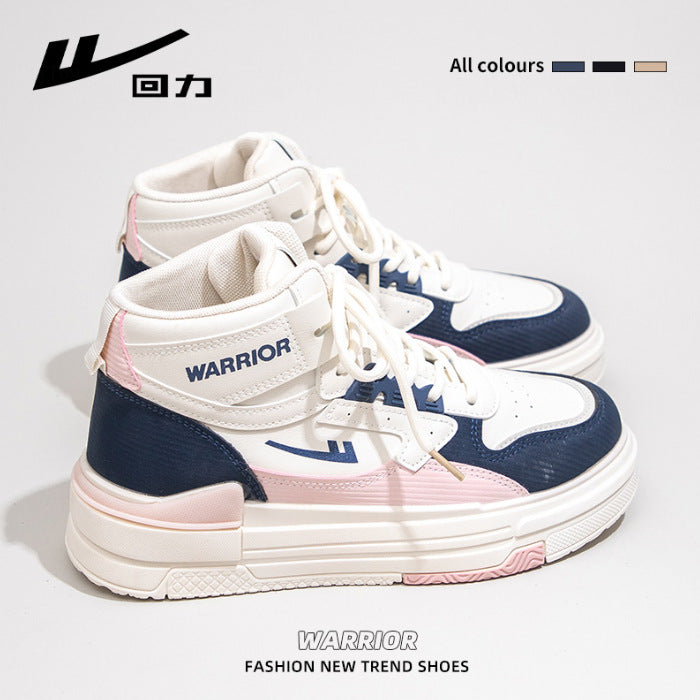 Pull-back color-blocked platform shoes, comfortable board shoes, simple high-top spring new single shoes, versatile daily preppy style women's shoes