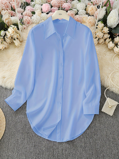 2026 AliExpress wish Amazon Hot Item: Four-season fashion minimalist irregular women's shirt, long-sleeve shirt