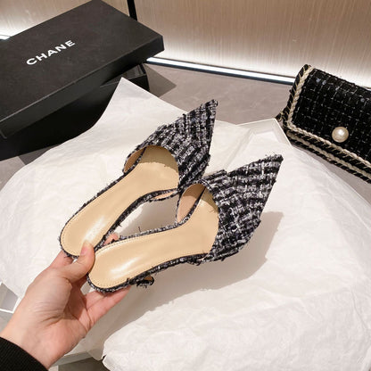 YX Xiaoxiangfeng stiletto heels 2026 autumn fashion pointed temperament French sandals are versatile and sexy to wear sandals outside