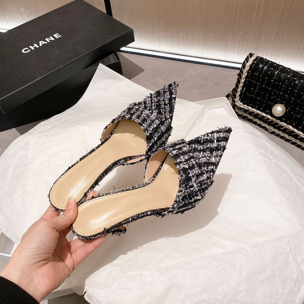 YX Xiaoxiangfeng stiletto heels 2026 autumn fashion pointed temperament French sandals are versatile and sexy to wear sandals outside