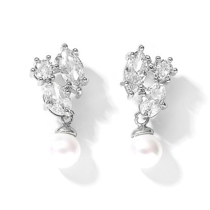 RAKOL cross-border bestselling pearl stud earrings, niche high-end earrings, simple and elegant earrings, AAA zircon earrings for women