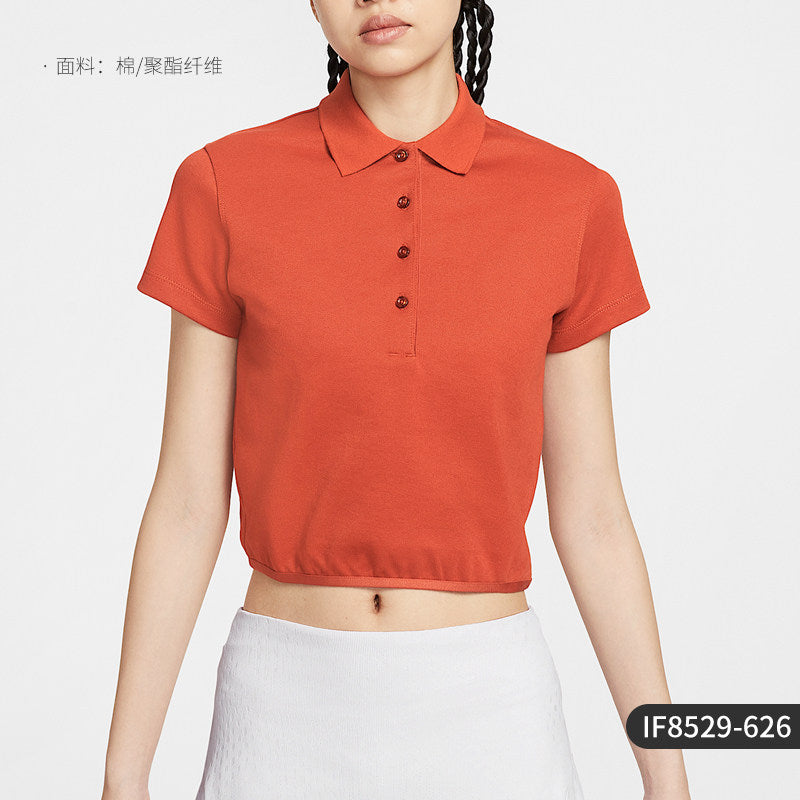 Camisola de golfe Nike Genuine 2025 para mulher, modelo IF8529-214, com lapela, respirável e manga curta.