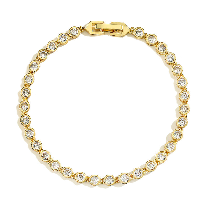 Best-selling classic over-set tennis ball necklace set with zircon, European and American hip-hop personalized jewelry, high-end hand accessory for women