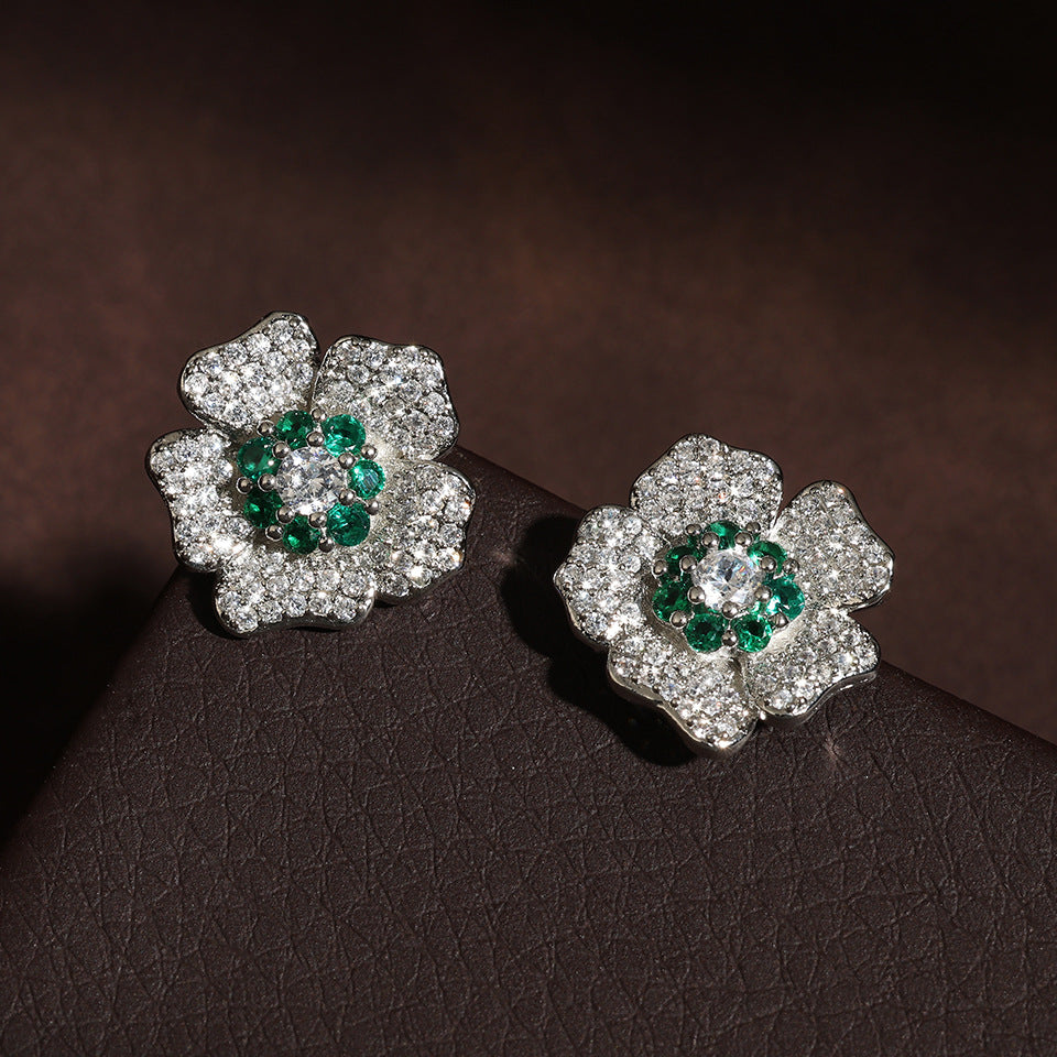 European and American new best-selling women's earrings, AliExpress bestseller flower fashion creative women's earrings and rings two-piece set