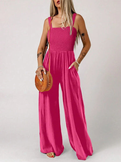 The new 2024 autumn and winter Amazon upper body is packed with solid color wide-leg trousers, simple commuting style, high-waisted suspender body, and a one-piece