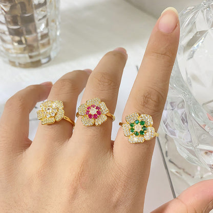 European and American new best-selling women's earrings, AliExpress bestseller flower fashion creative women's earrings and rings two-piece set