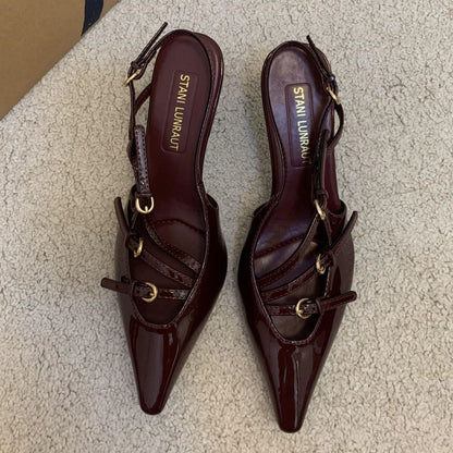 WO Huizhou City 2026 New Fashion European and American High Heels Stiletto Heel Pointed Toe Wrap Patent Leather Sexy Fashion Sandals