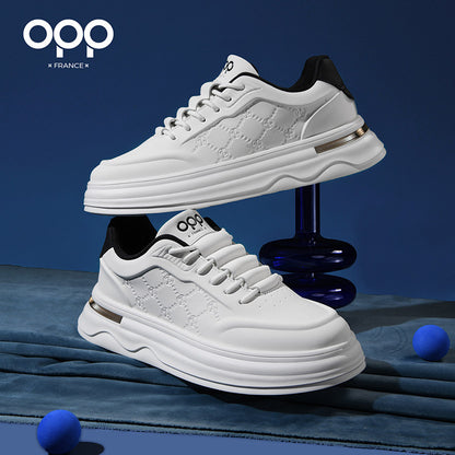Ténis OPP primavera 2026 para homem, novo modelo em pele leve de luxo, casual sofisticado e versátil, ténis de cano baixo retro para skate.