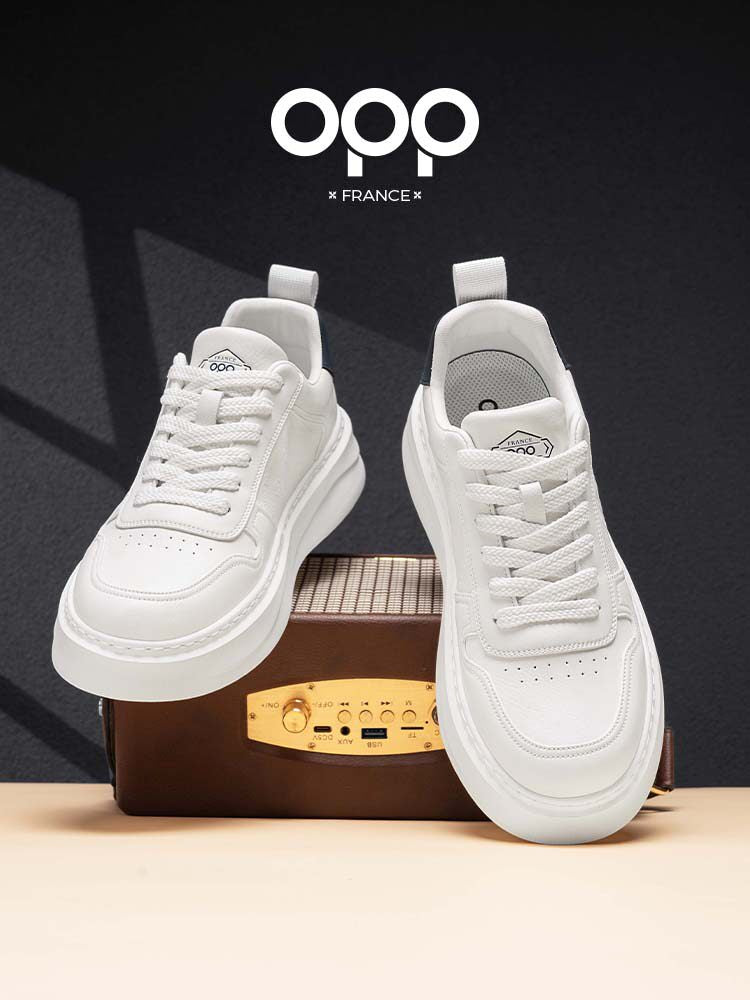 OPP men's shoes spring 2026 new light luxury leather versatile white shoes thick-soled casual trend sports shoes for men