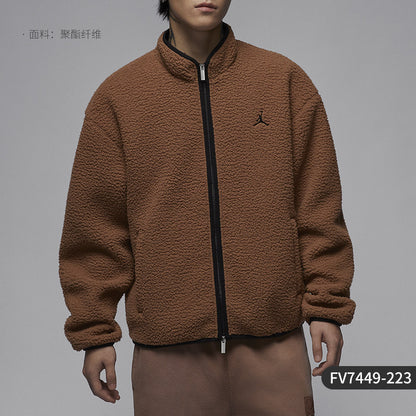 Nike Official Genuine JORDAN Men's Lamb Wool Warm Loose Jacket FV7449-010