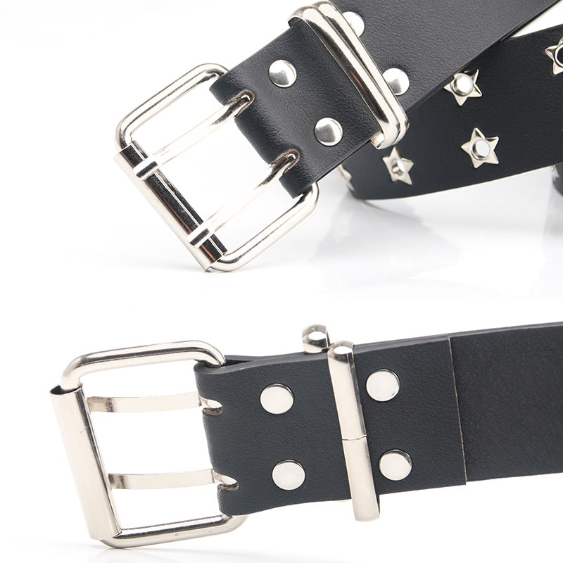 New Star Double Exhaust Eyelet Belt Women's Fashion Versatile Casual Punk Style Jeans Decorative Belt In Stock