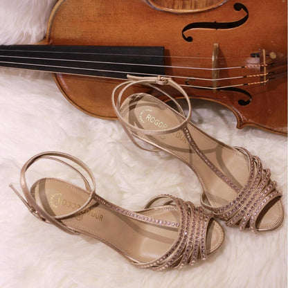 YX Congyuan same style fish mouth millennial medieval style high heels summer stiletto dinner party rhinestone heel sandals for women