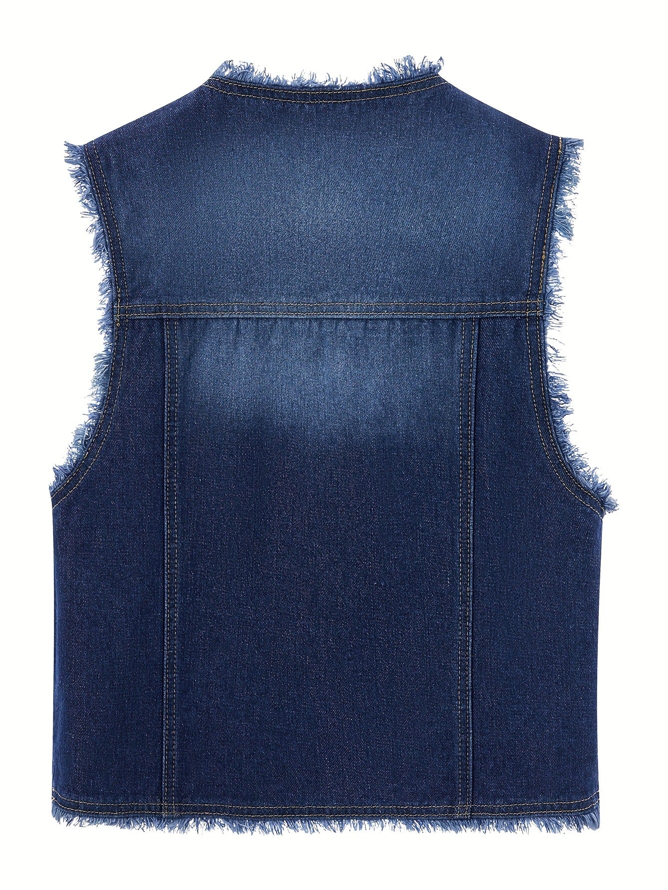 Denim Vest Women's New Elegant Fringed Raw Edge Short Sleeveless Vest Jacket Women's Top