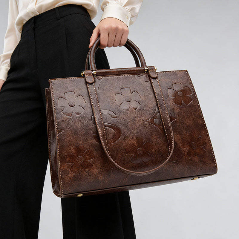 Bolsa de mão feminina elegante estampado em relevo Bolsa Novo modelo fashion para o dia a dia Bolsa de ombro feminina Grande capacidade Bolsa tote Internacional