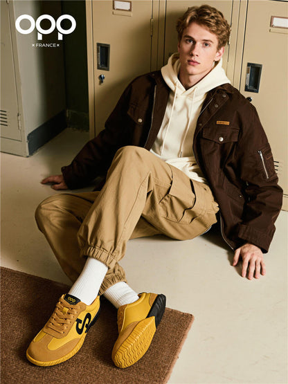 Ténis OPP Forrest Gump para Homem para Lazer, Desporto, Corrida, Caminhada, Estilo Retro, Versátil e Popular, Cano Baixo, em Pele, para Treino