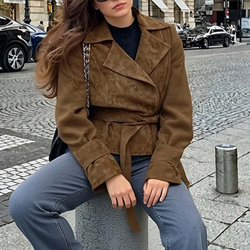 Spring 2026 Amazon New American Vintage Lapel Jacket Women's Cross-Border Personalized Street Jacket