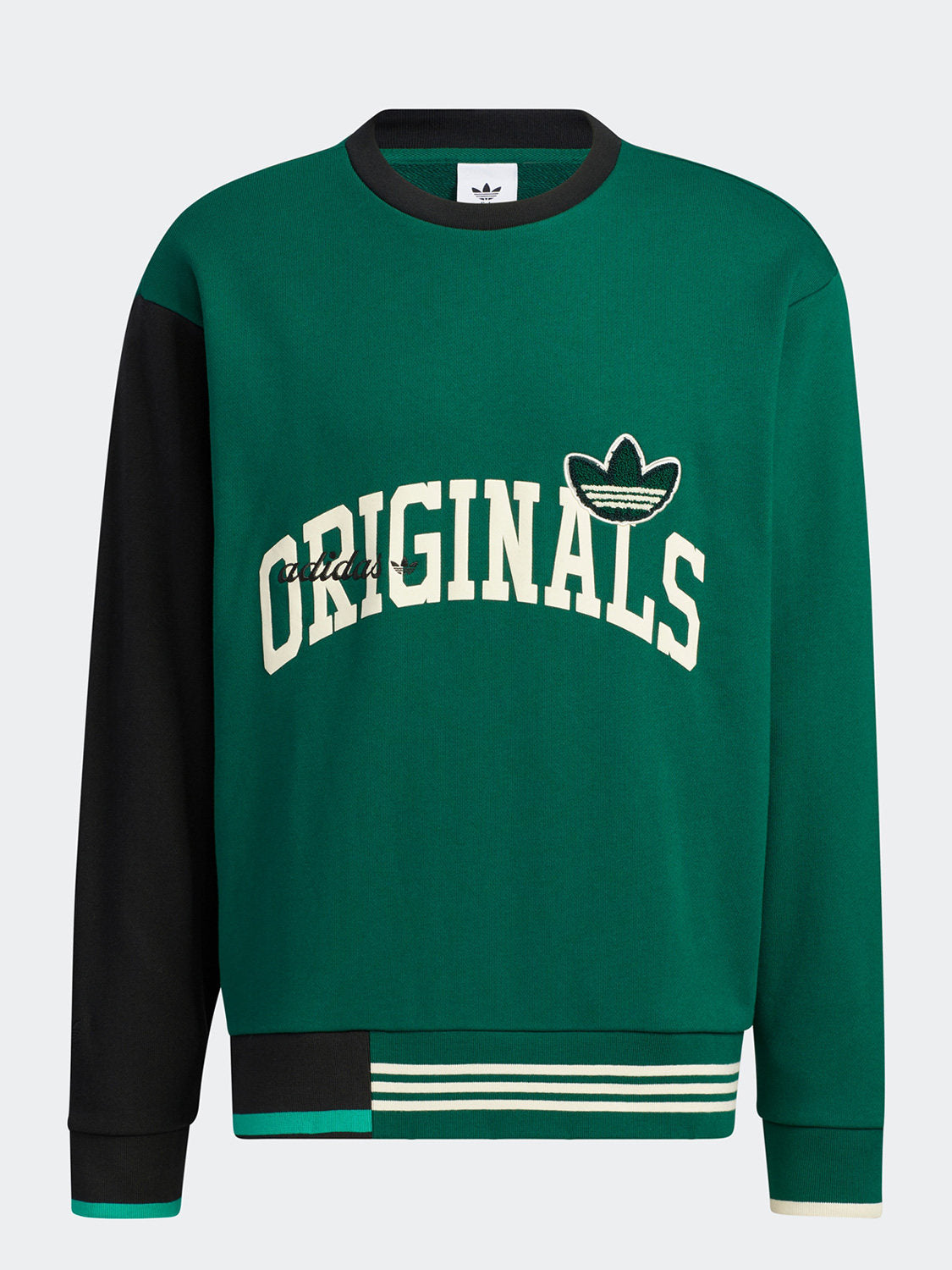 Adidas official genuine clover men's splicing contrast crew neck pullover sweatshirt HZ8923