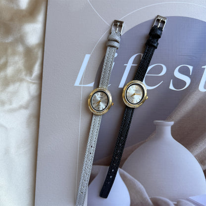 BARSH Best-Selling Little Gold Watch, Simple Elegant Versatile Watch, Female Student Casual Thin Strap Niche Vintage Quartz Watch