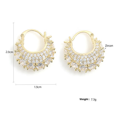 Personality, fashion, light luxury earrings, versatile, high-end earrings, Korean version, new zircon bag, temperament, niche earrings