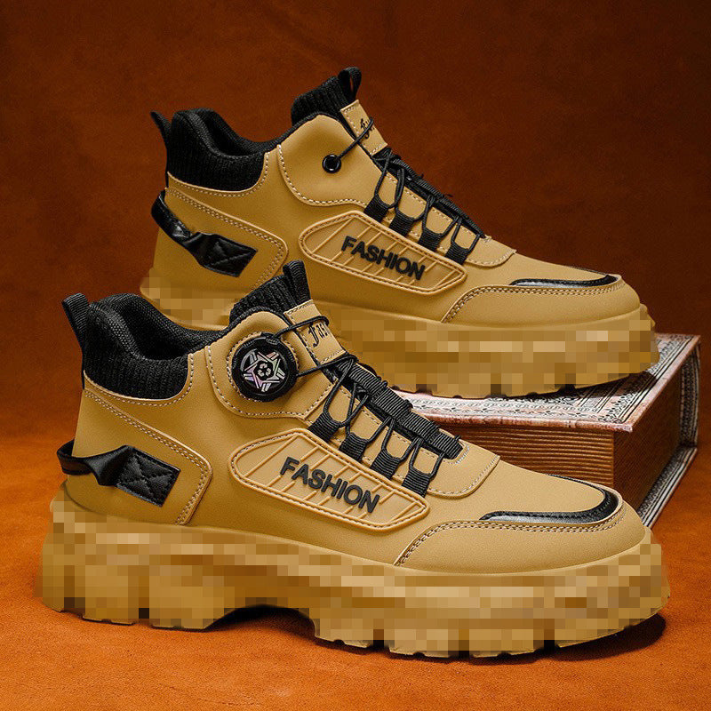 2026 Spring Martin Boots Men's Mid-Top Casual Sports Outdoor Hiking Men's Waterproof Non-slip Height-Increasing Martin Boots