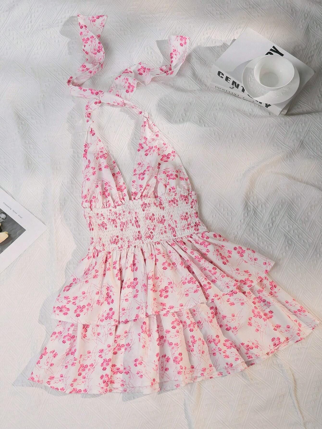 European and American new printed slip dresses spot lace-up hot short wholesale