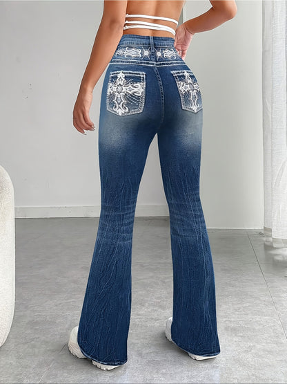 European and American cross-border foreign trade women's clothing explosive dark washed pocket embroidery hot diamond slim cut jeans JEANS