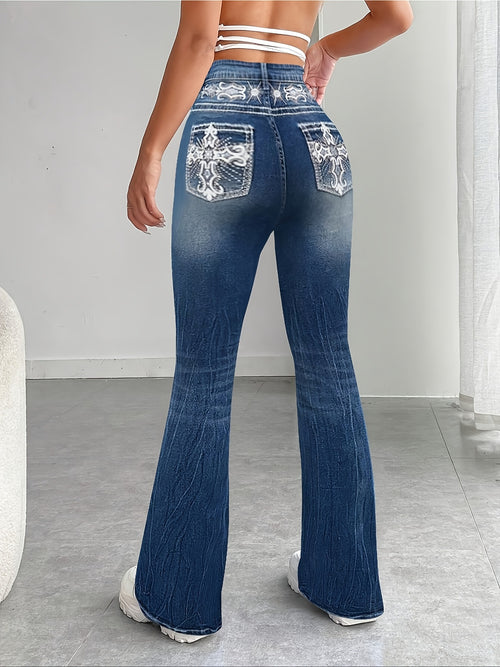 European and American cross-border foreign trade women's clothing explosive dark washed pocket embroidery hot diamond slim cut jeans JEANS