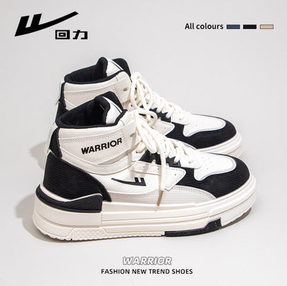 Pull-back color-blocked platform shoes, comfortable board shoes, simple high-top spring new single shoes, versatile daily preppy style women's shoes