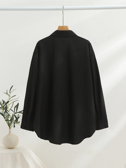 New 2026 European and American Women's Cross-border Western All-Season Versatile Pocket Long Sleeve Lapel-Collar Plus Size Shirt