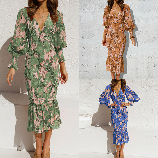 Vestido de manga comprida com decote em V para mulher, estilo sexy e justo, da Amazon, para a primavera, modelo 661, disponível para compra na Amazon.